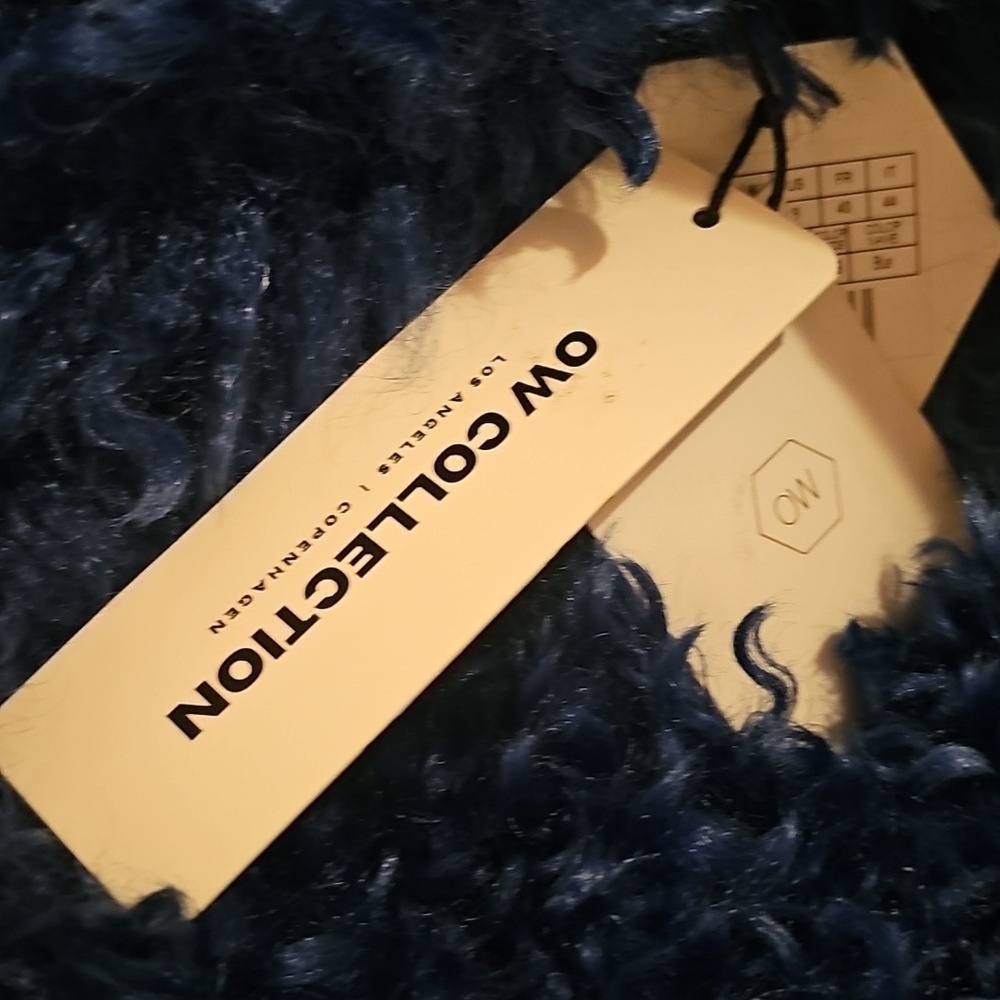 Maximalist blue fleece and faux suede coat OW collective sz M - Picture 5 of 6